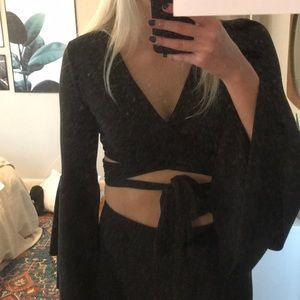 Bell sleeved wrap crop top